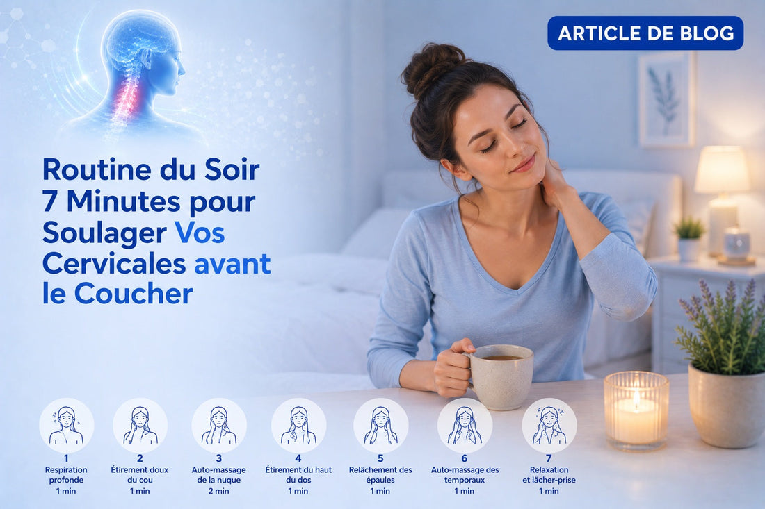 Femme pratiquant des étirements du cou en routine du soir dans sa chambre avant le coucher